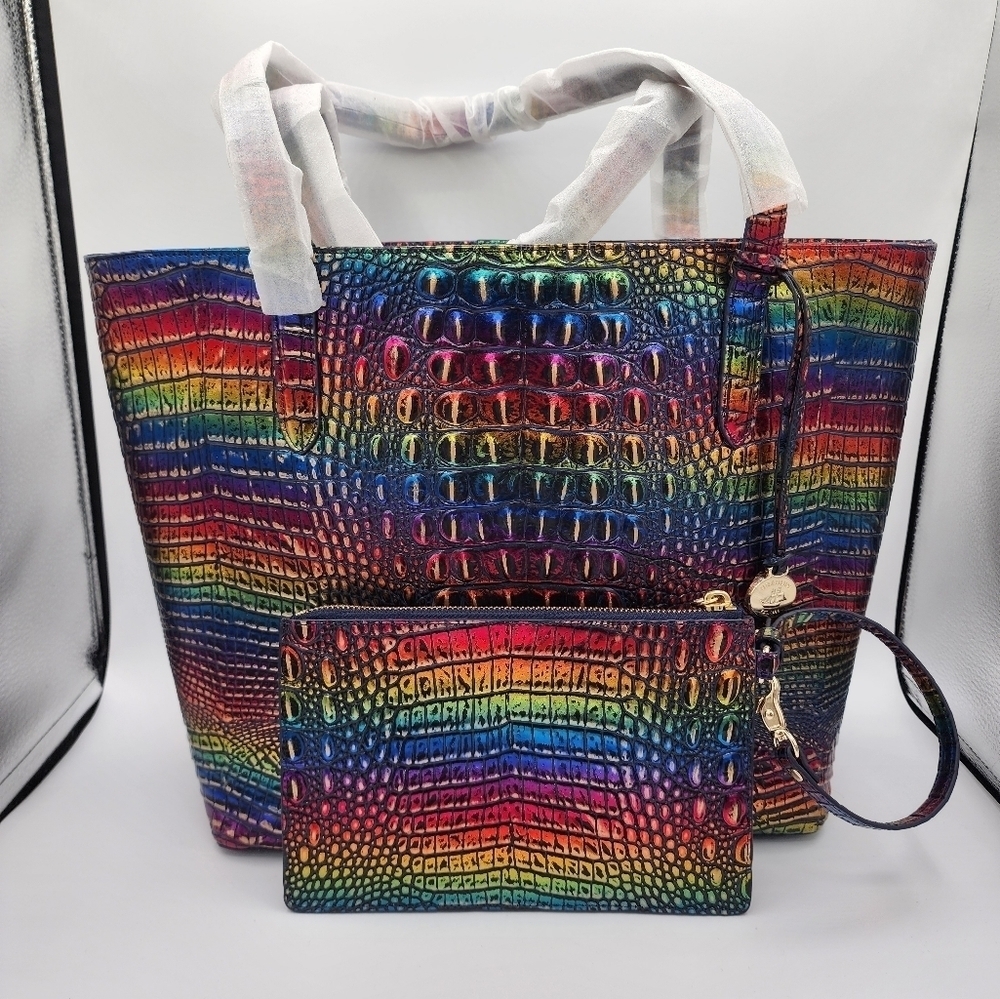 Brahmin Brooke Technicolor Tote With Pouch NEW